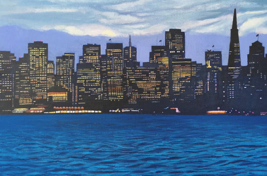 Evening at SF Bay.  Painting Print on canvas.